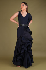 Navy Blue Ruffle Gown854 video